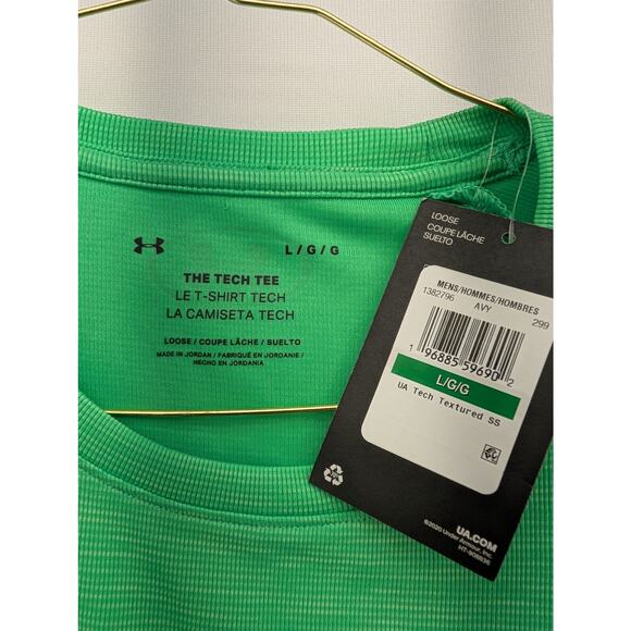 NWT Under Armour UA Tech Textured Men's Short Sleeve in Cyber Green size Large - Picture 4 of 6